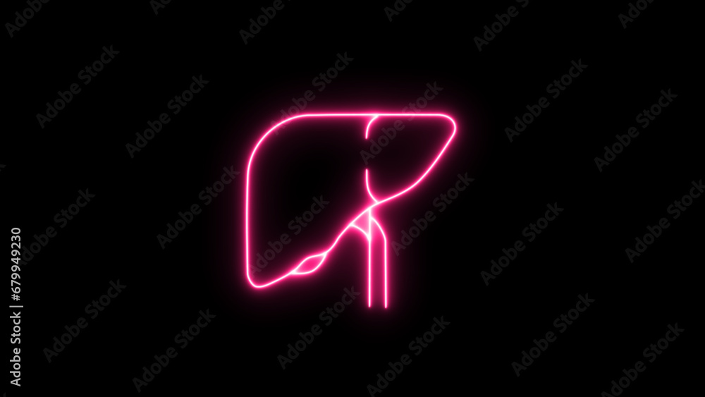 Glowing purple neon line Human organ liver icon isolated on black background. neon liver icon. Neon medical icon Liver. internal organ symbol. Glowing purple neon line Human organ liver icon isolated on black background. neon liver icon. Neon medical icon Liver. internal organ symbol.