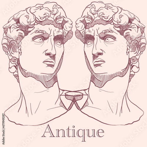 Illustration of David’s head with antique lettering