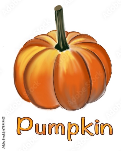 Illustration of pumpkin with lettering