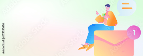 Virtual characters social communication concept business flat vector hand drawn illustration
