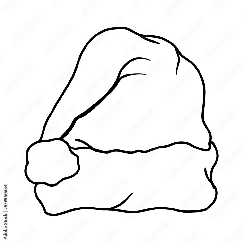 hand drawn illustration of santa claus hat