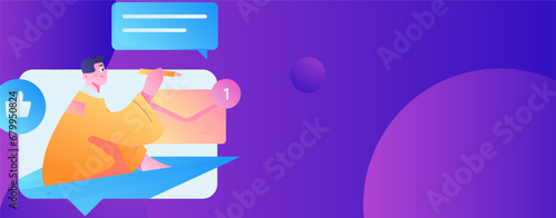 Virtual characters social communication concept business flat vector hand drawn illustration
