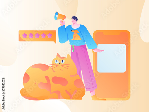 Virtual characters social communication concept business flat vector hand drawn illustration
