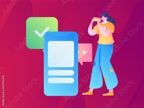 Virtual characters social communication concept business flat vector hand drawn illustration
