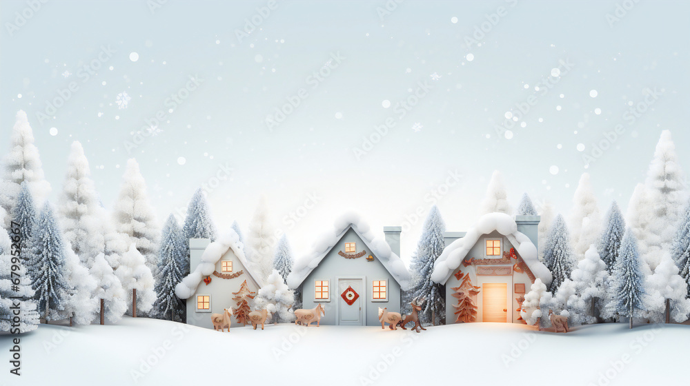 Winter background. Winter coniferous forest. A tree covered with frost, light penetrates through the branches of the sun. Among the trees stands a wooden house. Copy space a serene scene with a Chris Winter background. Winter coniferous forest. A tree covered with frost, light penetrates through the branches of the sun. Among the trees stands a wooden house. Copy space a serene scene with a Chris