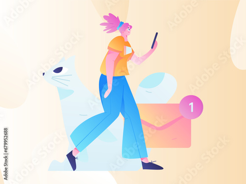 Virtual characters social communication concept business flat vector hand drawn illustration
