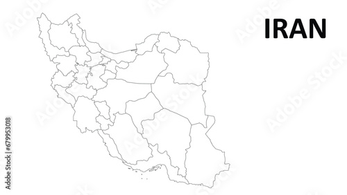 Iran Map. Iran Political Map with capital Tehran, national borders, most important cities and lakes. English labeling and scaling. Illustration.