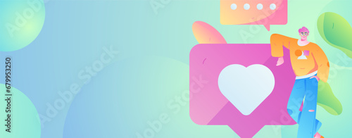 Virtual characters social communication concept business flat vector hand drawn illustration
