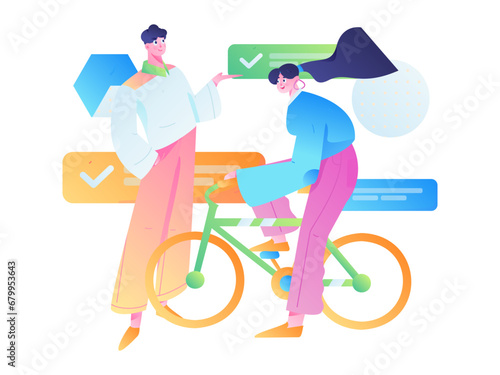 Virtual characters social communication concept business flat vector hand drawn illustration

