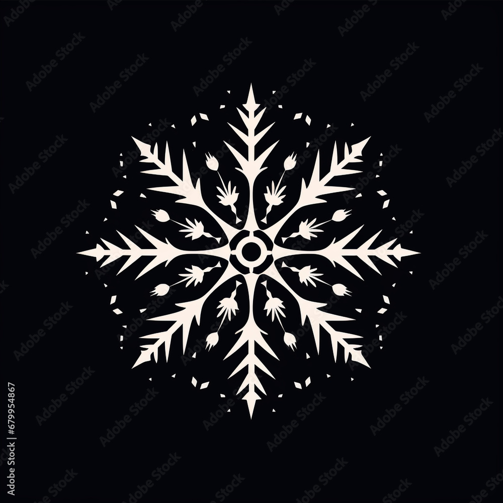 Ai Generated amazing art christmas snowflake on black Ai Generated amazing art christmas snowflake on black