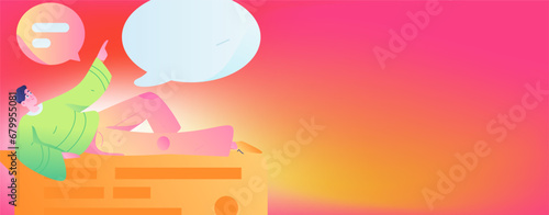 Virtual characters social communication concept business flat vector hand drawn illustration
