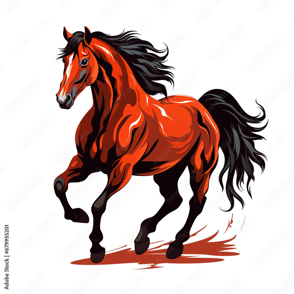 Ai Generated amazing art horse isolated on white background Ai Generated amazing art horse isolated on white background