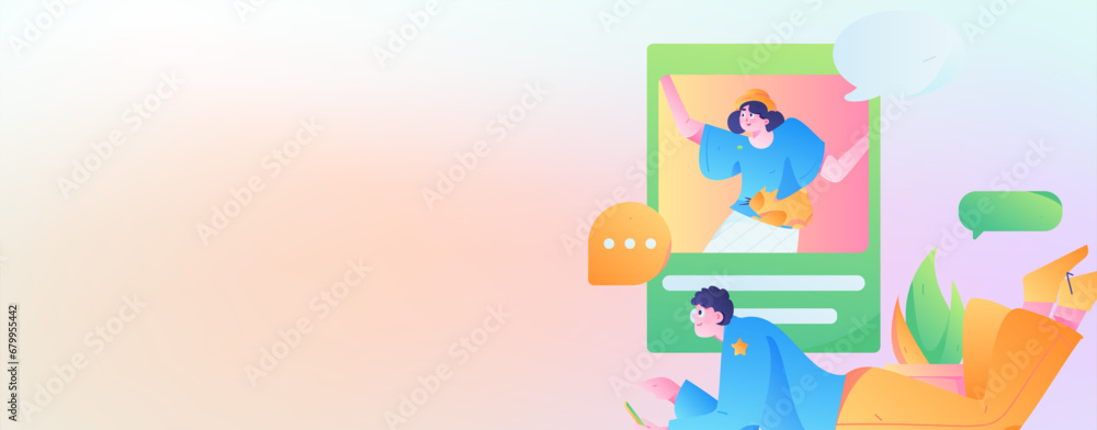 Virtual characters social communication concept business flat vector hand drawn illustration
Virtual characters social communication concept business flat vector hand drawn illustration