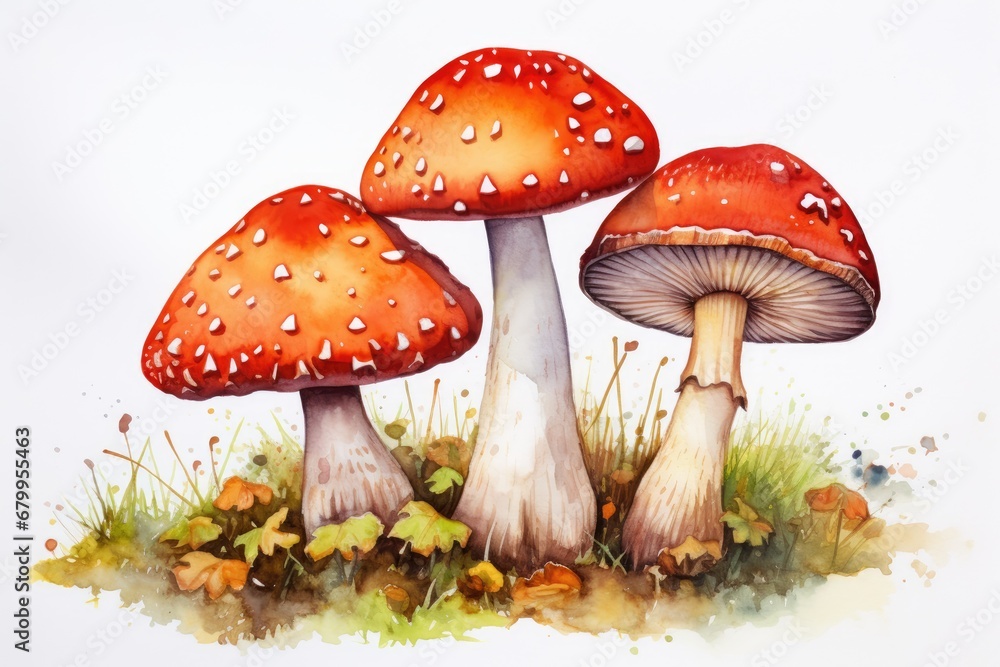 Obraz premium watercolor mushrooms painting Hand-drawn watercolor mushrooms