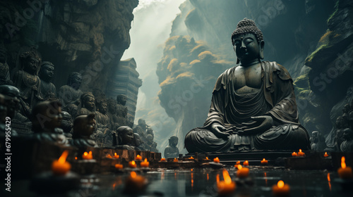 buddha statue in the temple © lichaoshu