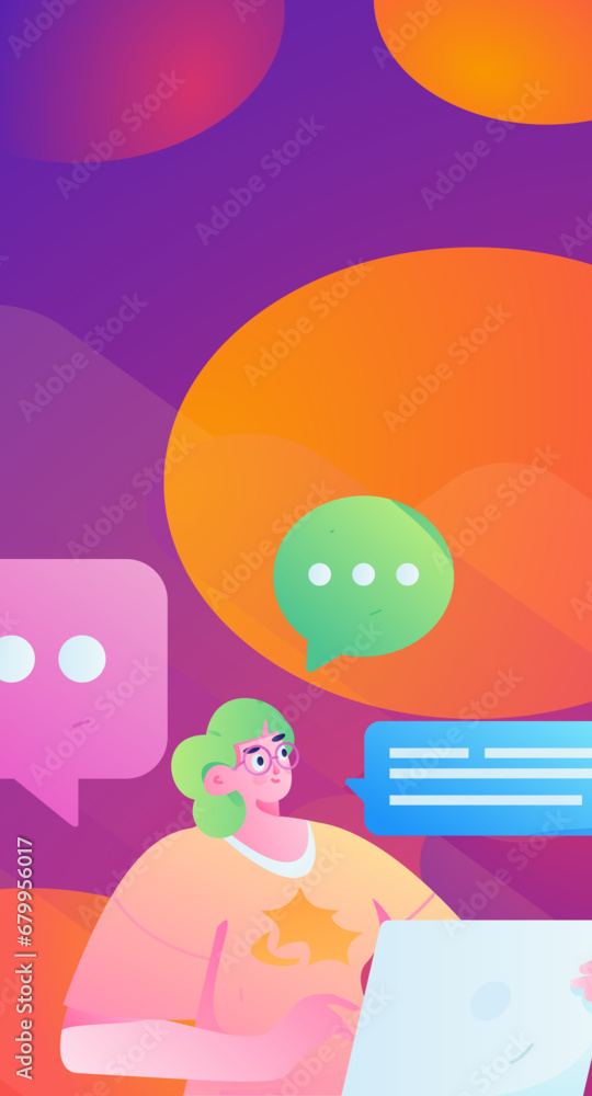 Virtual characters social communication concept business flat vector hand drawn illustration
Virtual characters social communication concept business flat vector hand drawn illustration