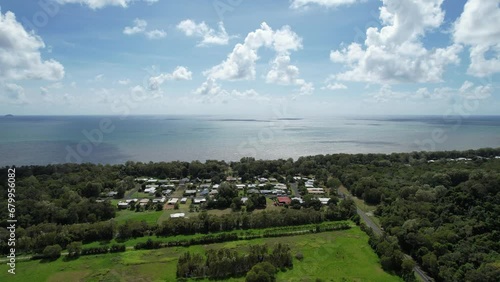 Aerial footage of Bramston Beach Queensland Australia photo