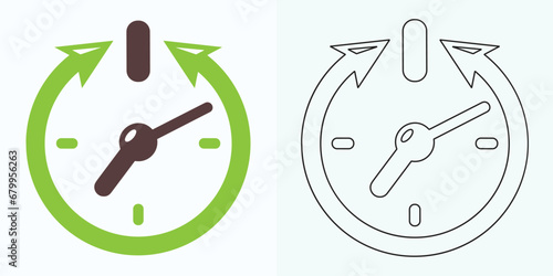 Clock watch icon in flat gradient style ui vector design