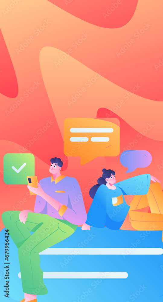 Virtual characters social communication concept business flat vector hand drawn illustration
Virtual characters social communication concept business flat vector hand drawn illustration