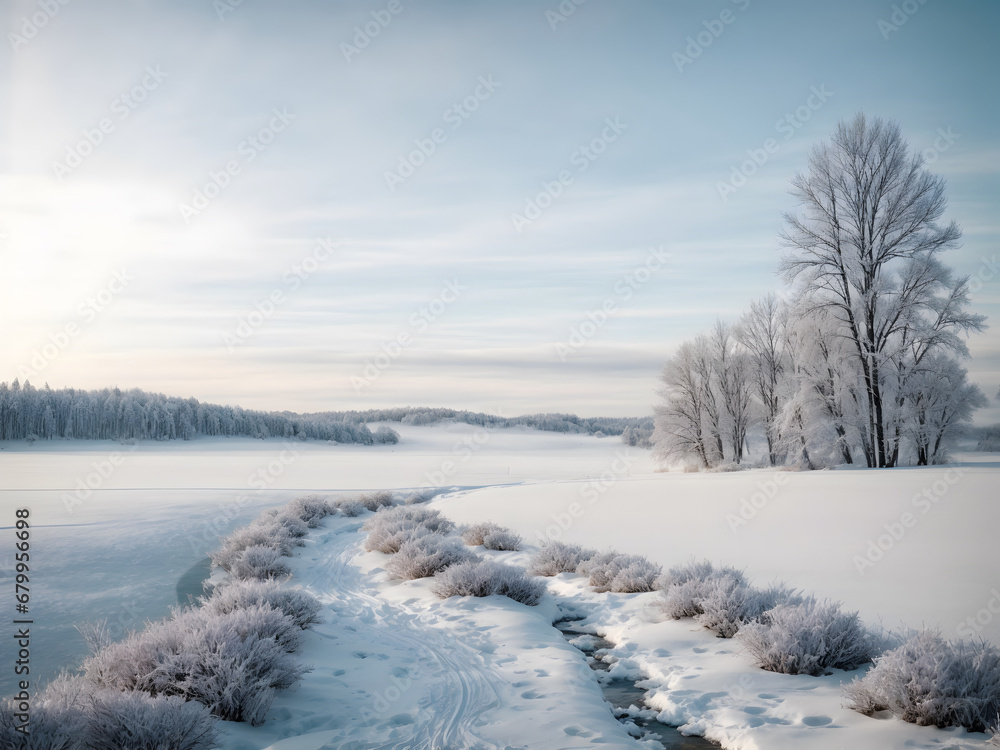 A winter landscape with snow themed A winter landscape with snow themed