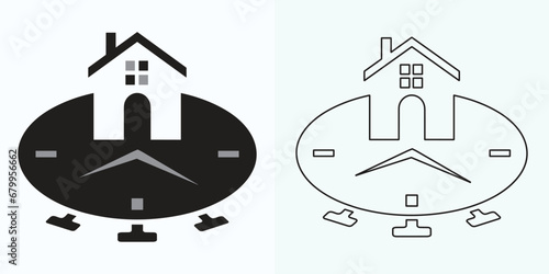 Clock watch icon in flat gradient style ui vector design
