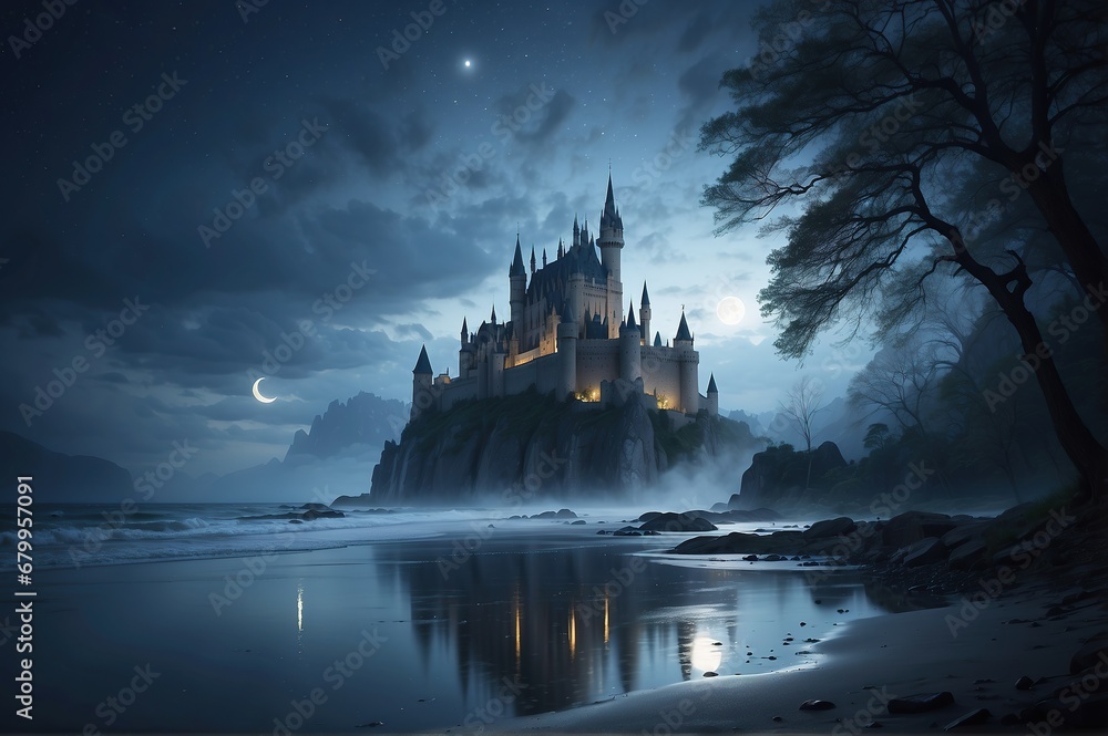 the castle in the night