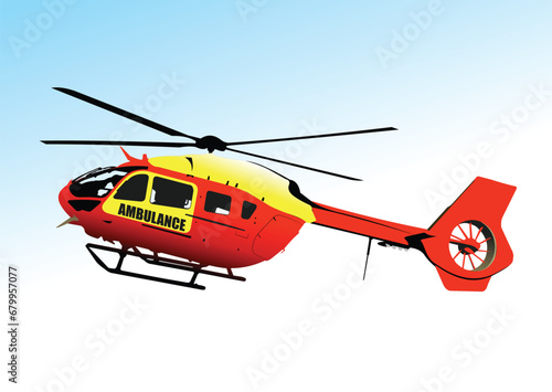 Helicopter ambulance. Color Vector 3d illustration