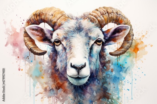 watercolor Sheep Cute sheep watercolor illustrations Cute goat hand-painted watercolor animals © PinkiePie