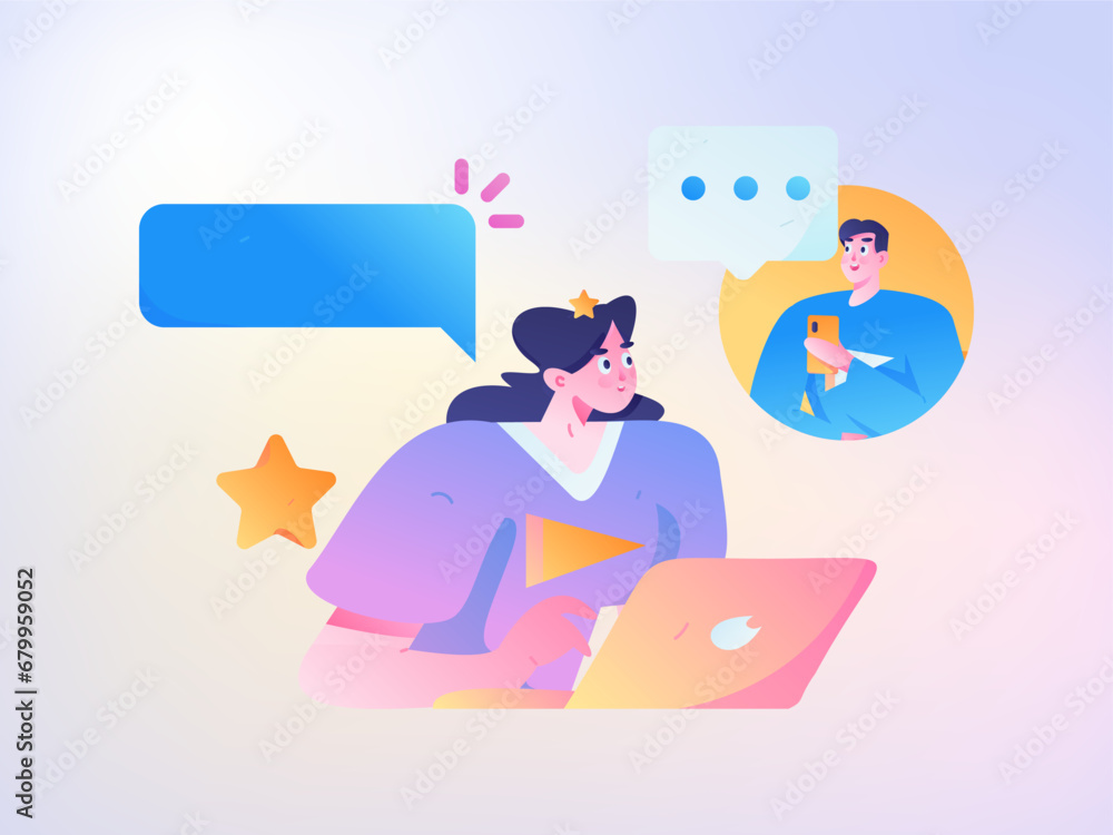 Virtual characters social communication concept business flat vector hand drawn illustration
Virtual characters social communication concept business flat vector hand drawn illustration