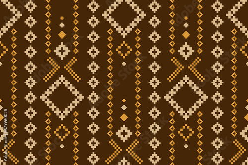 Nature vintages cross stitch traditional ethnic pattern paisley flower Ikat background abstract Aztec African Indonesian Indian seamless pattern for fabric print cloth dress carpet curtains and sarong