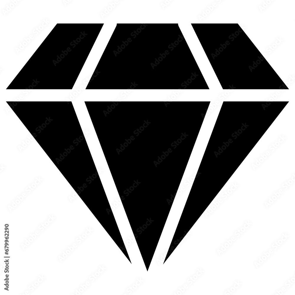 Black single diamond icon, simple luxury jewelry geometric flat design ...