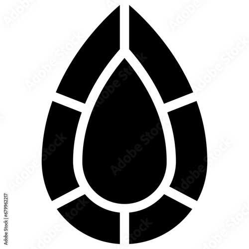 Black single tear shape gemstone icon, simple luxury jewelry geometric flat design vector pictogram, infographic interface elements for app logo web button ui ux isolated on white background