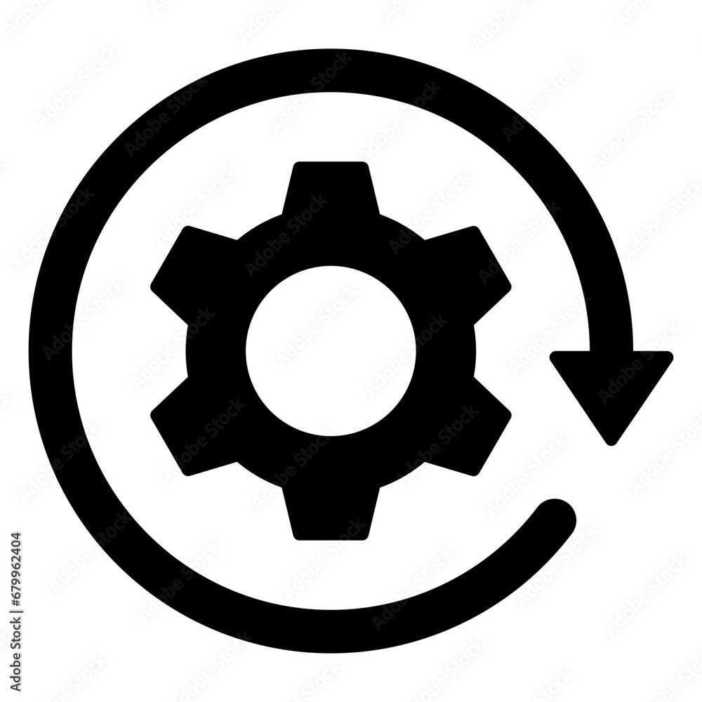 Black single round system update icon, simple cog wheel process circle glyph flat design vector pictogram, infographic interface elements for app logo web button ui ux isolated on white background Black single round system update icon, simple cog wheel process circle glyph flat design vector pictogram, infographic interface elements for app logo web button ui ux isolated on white background