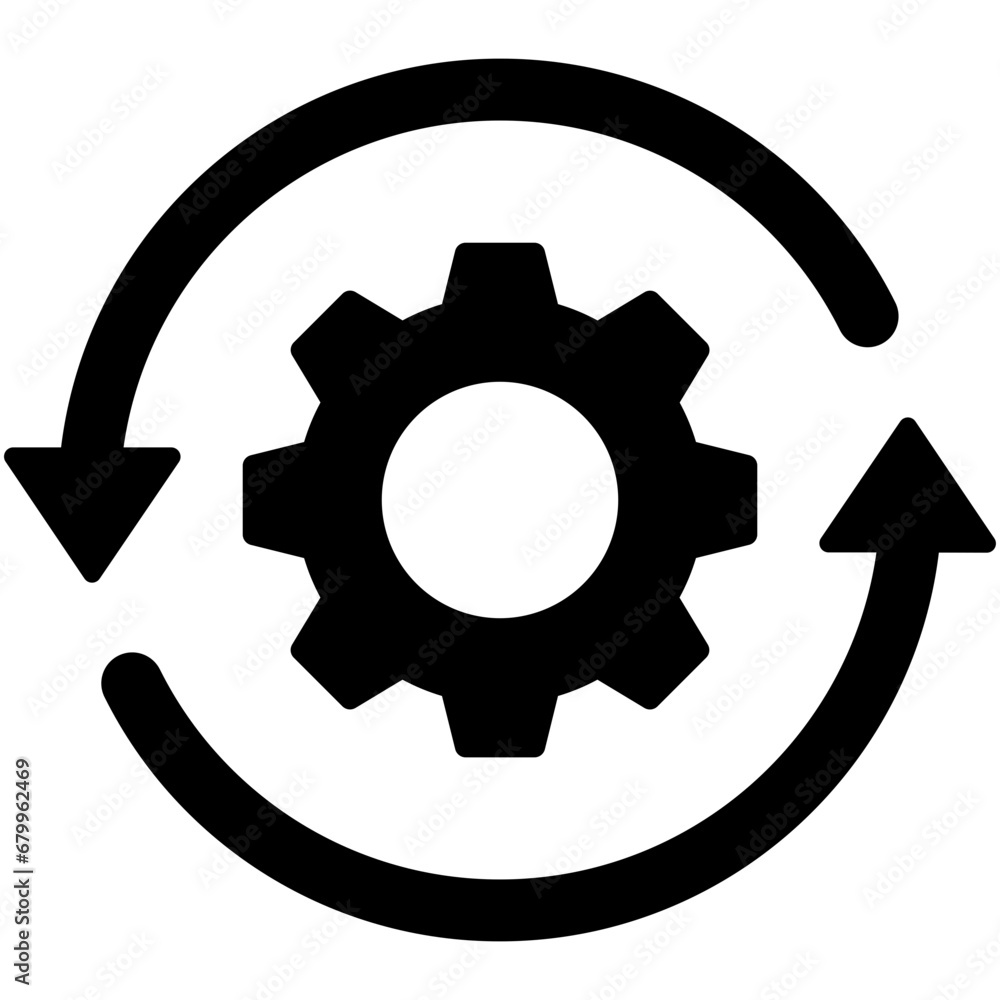 Black single round system update icon, simple cog wheel process circle glyph flat design vector pictogram, infographic interface elements for app logo web button ui ux isolated on white background Black single round system update icon, simple cog wheel process circle glyph flat design vector pictogram, infographic interface elements for app logo web button ui ux isolated on white background