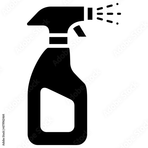 Black single spray cleaner icon, simple clean up tool glyphflat design vector pictogram, infographic svg vector for app logo web website button ui ux interface elements isolated on white background