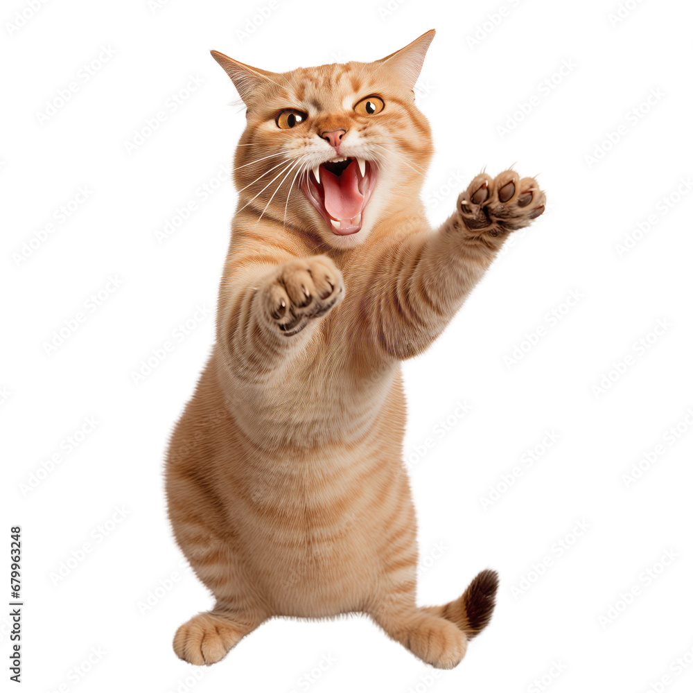 Angry cat going mad and slapping
