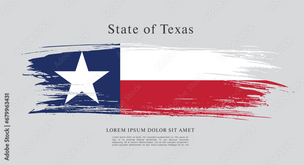 Obraz premium Flag of Texas state, brush stroke background