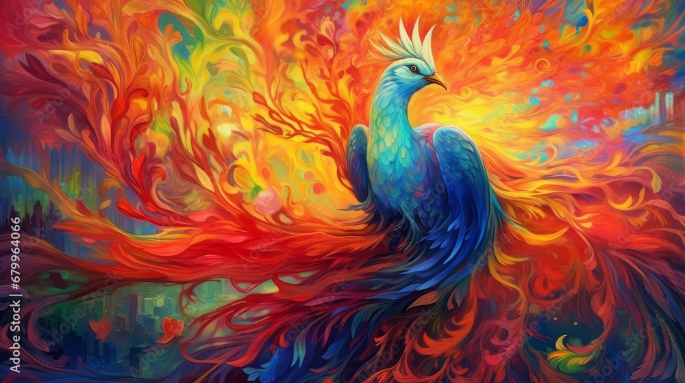  psychedelic colorful bird