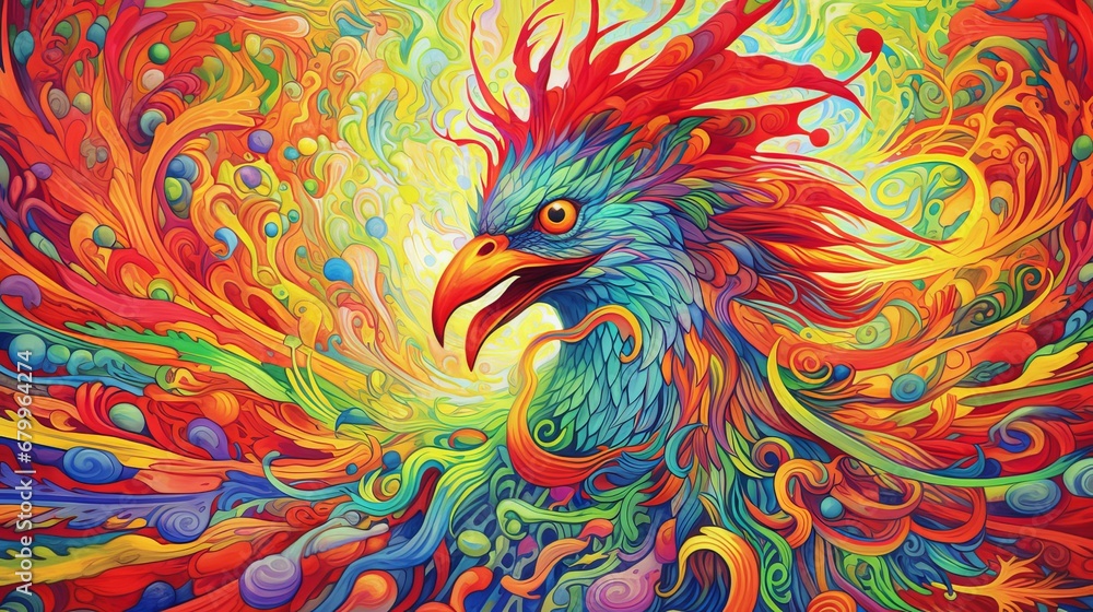 psychedelic colorful bird psychedelic colorful bird