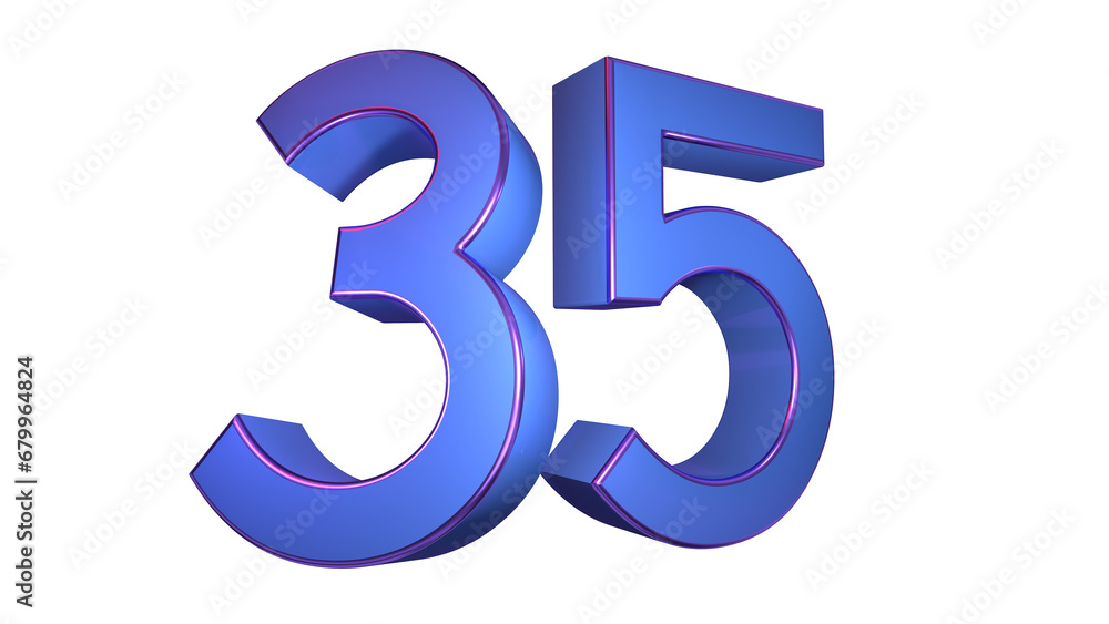 Obraz premium Creative blue violet 3d number 35