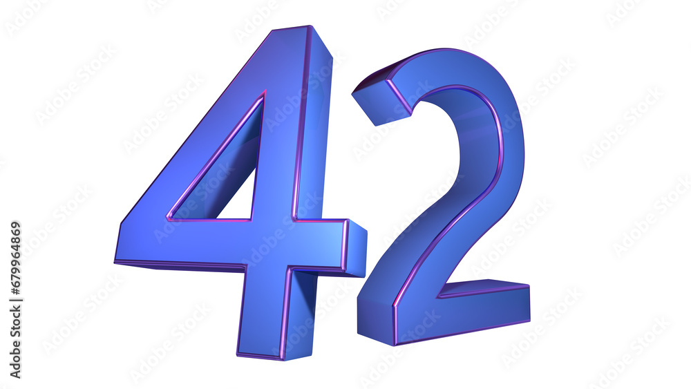 Obraz premium Creative blue violet 3d number 42