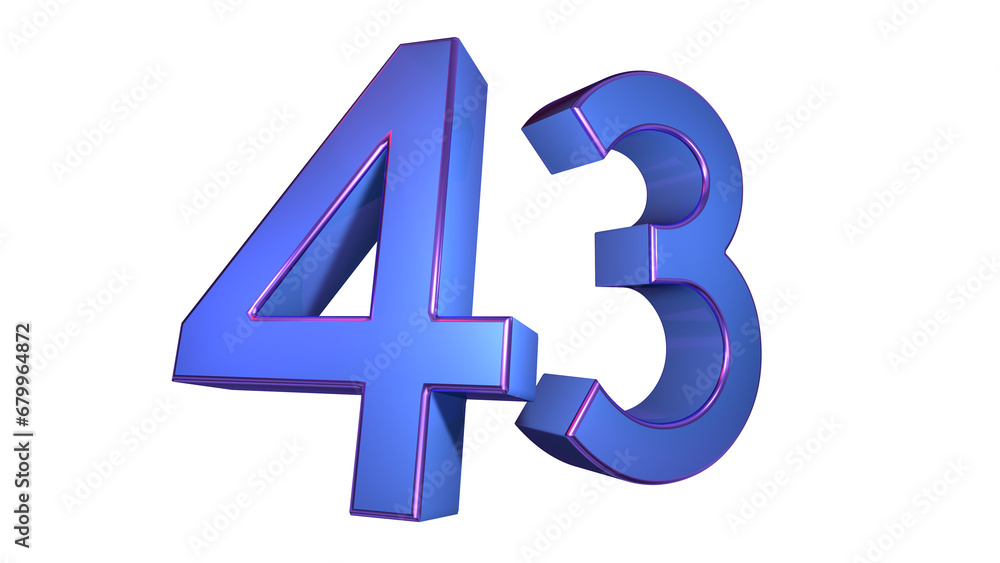 Obraz premium Creative blue violet 3d number 43