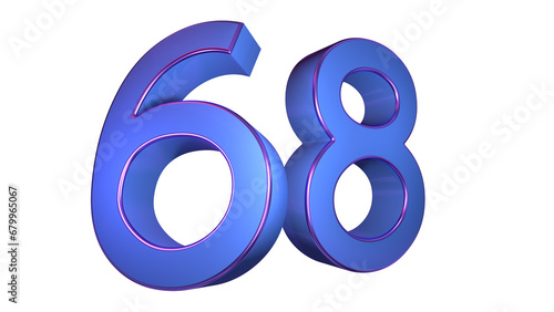 Creative blue violet 3d number 68