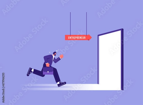 Personal development concept, create your own career path and success, businessman resign from old job and start to be entrepreneur