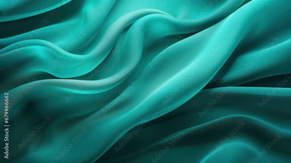 Closeup of rippled turquoise silk fabric as background Closeup of rippled turquoise silk fabric as background