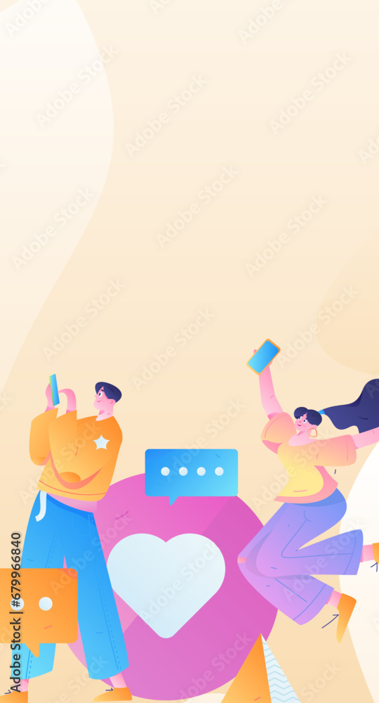 Virtual characters social communication concept business flat vector hand drawn illustration
Virtual characters social communication concept business flat vector hand drawn illustration