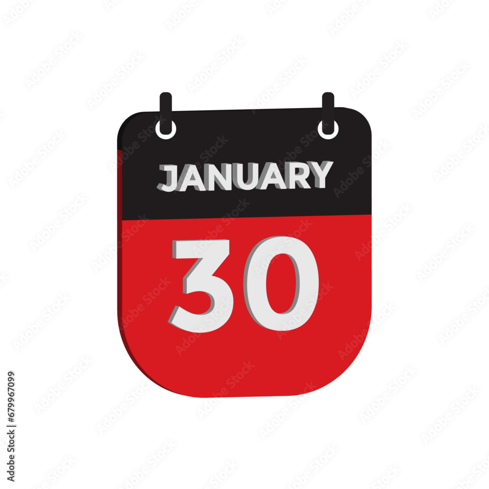 January 30 calendar reminder 3d. daily date reminder vector January 30 calendar reminder 3d. daily date reminder vector