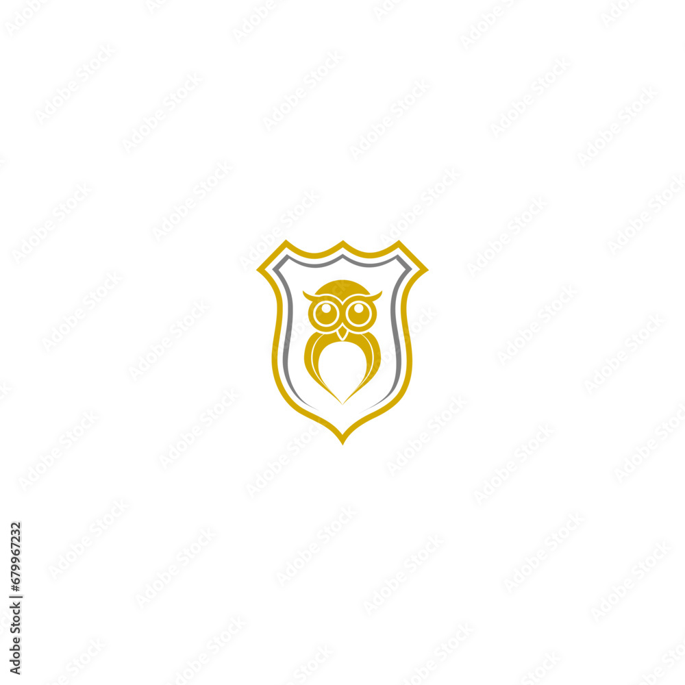 Owl shield icon logo isolated on white background Owl shield icon logo isolated on white background