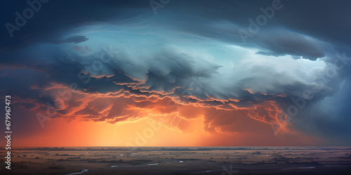Dunes Under Fire  Stormy Sunset Over the Desert Landscape   Sandstorm Sunset The Dynamic Clash of Weather and Dunes Generative Ai