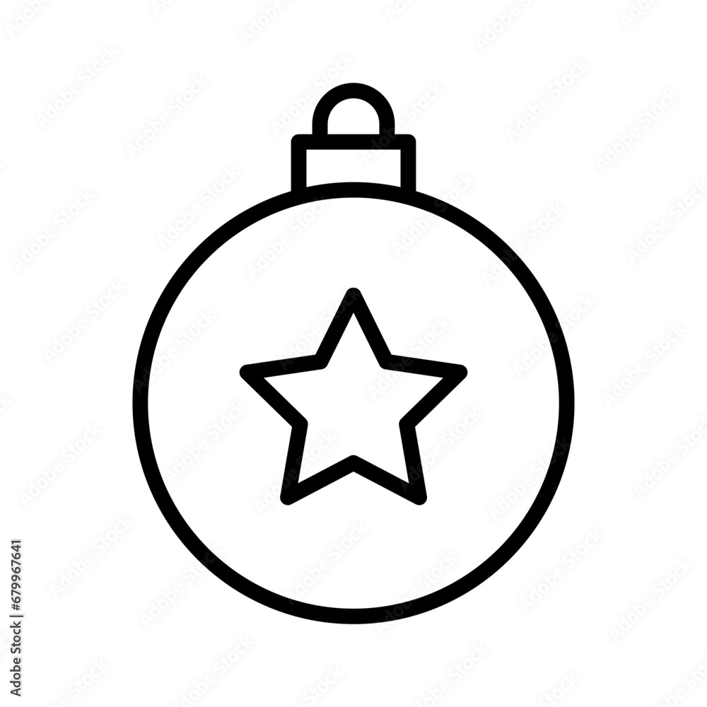 Black single round Christmas ball line icon, with pattern, simple holiday decoration flat design pictogram, infographic svg for app logo web button ui ux interface isolated on white background Black single round Christmas ball line icon, with pattern, simple holiday decoration flat design pictogram, infographic svg for app logo web button ui ux interface isolated on white background